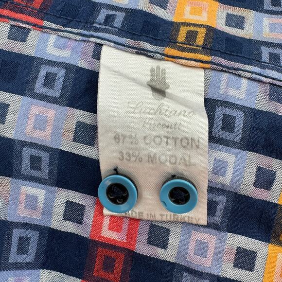 Luchiano Visconti Colorful Button Down Shirt Mens XL Art to Wear Kaleidoscope - Picture 6 of 10